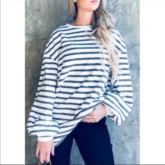 NEW! STRIPED LONG SLEEVE PULLOVER SIZE SMALL - Picture 2 of 3